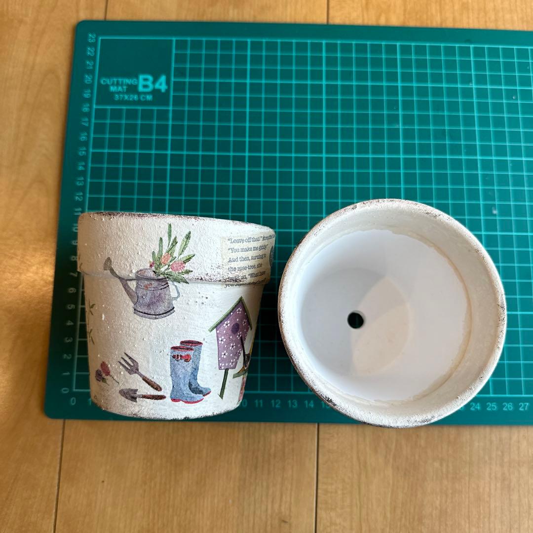 リメイク鉢 2つセット デコパージュ リメ鉢 植木鉢 プランター