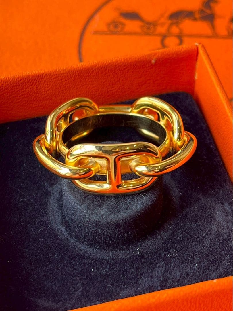 【新品未使用】HERMÈSエルメス　 シェーヌダンクル スカーフリング ゴールド