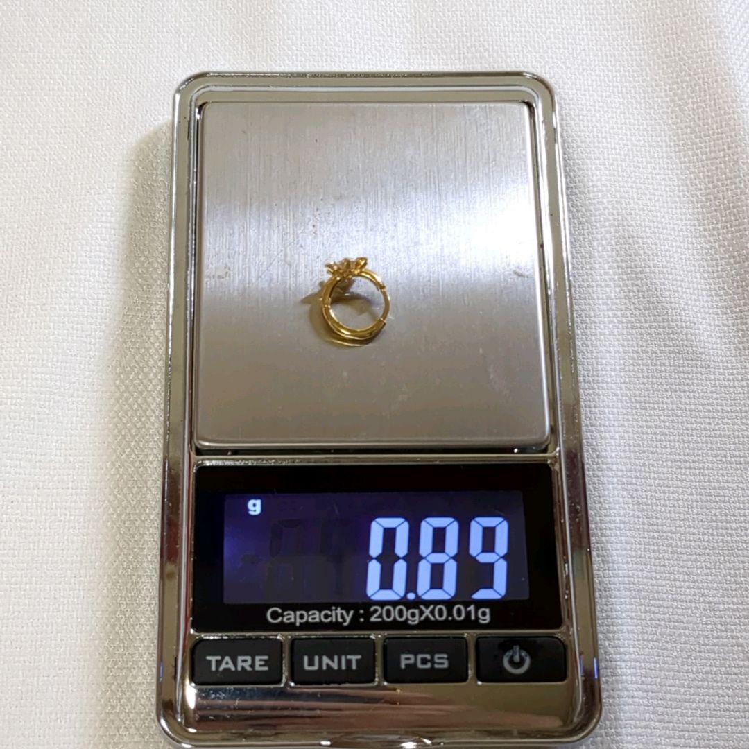 【片耳】K18 CZ 中折式 フープピアス キュービックジルコニア 立て爪