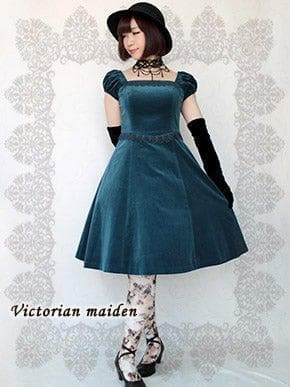 ヴィクトリアンメイデン　別珍パフスリーブドレス　ノベルティ　チョーカーつき