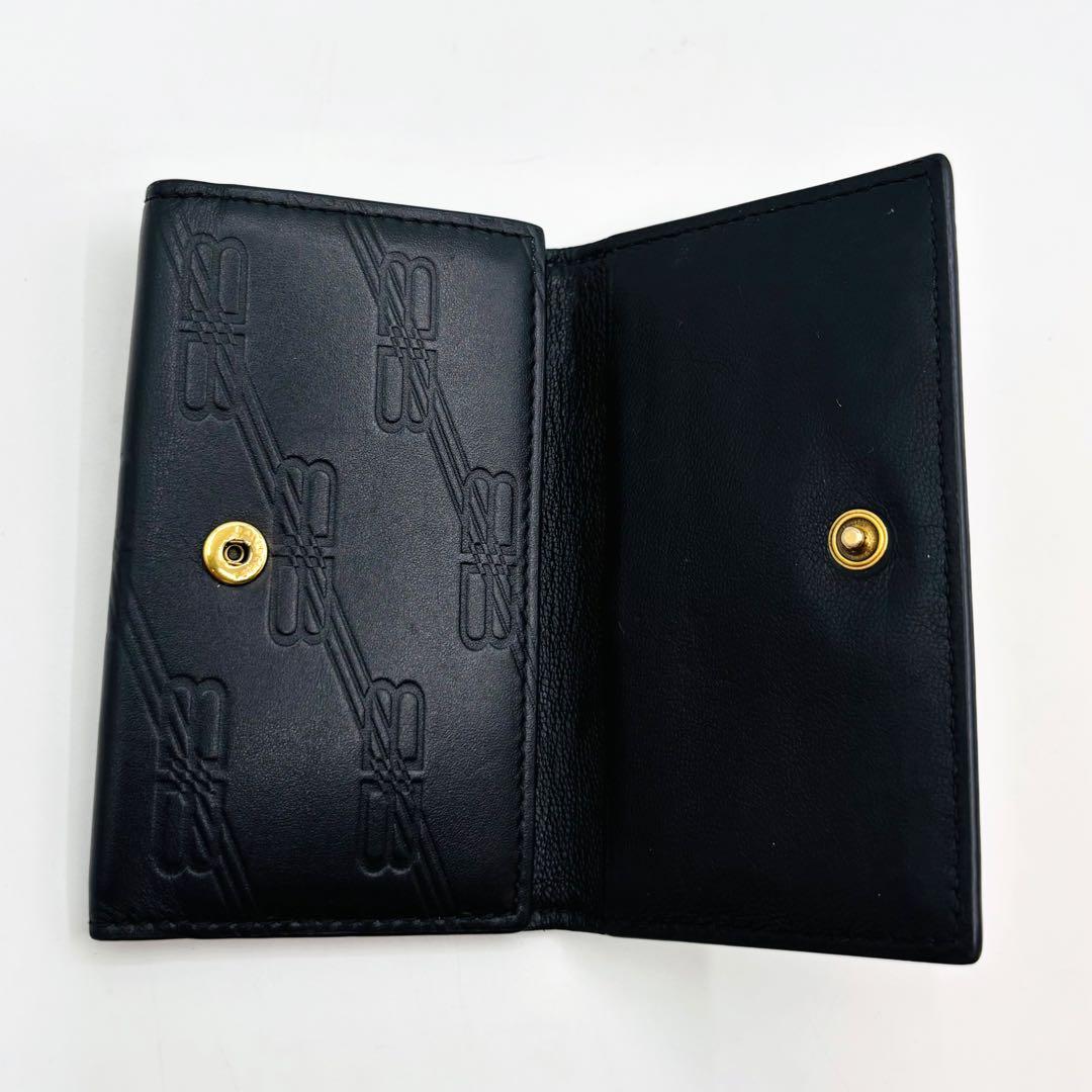 【美品】バレンシアガ キーケース 6連 レザー BB柄 ゴールドロゴ ブラック