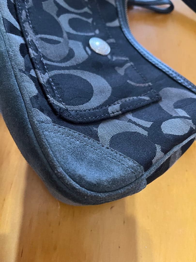 希少◆COACH ◆アクセサリーポーチ ハンドバッグ シグネチャー 黒