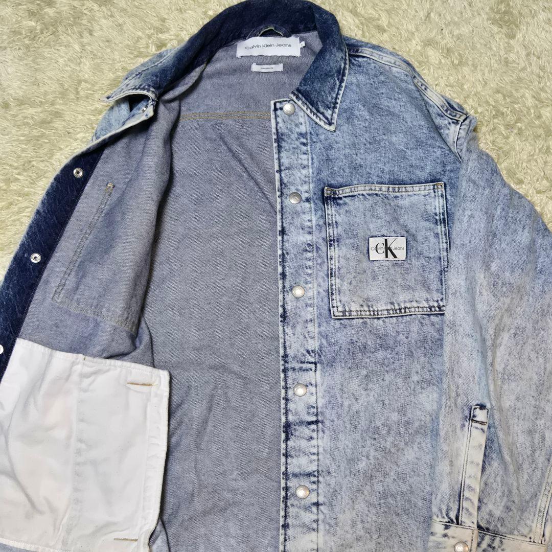 カルバンクライン　ジーンズ カバーオール リニア シャツジャケット デニム XL