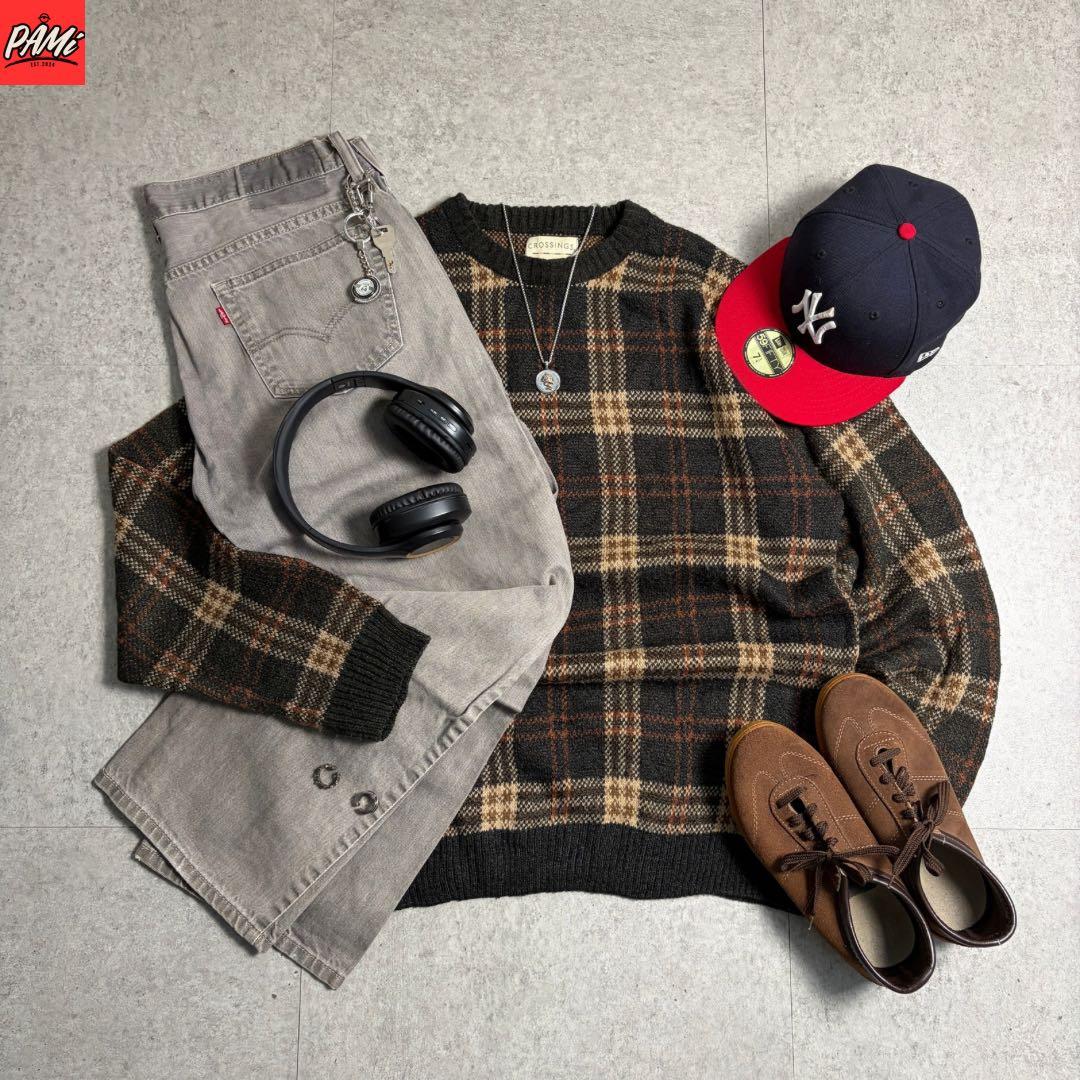 おc-boy style(vol.993チェックニットLevi'sグレーデ