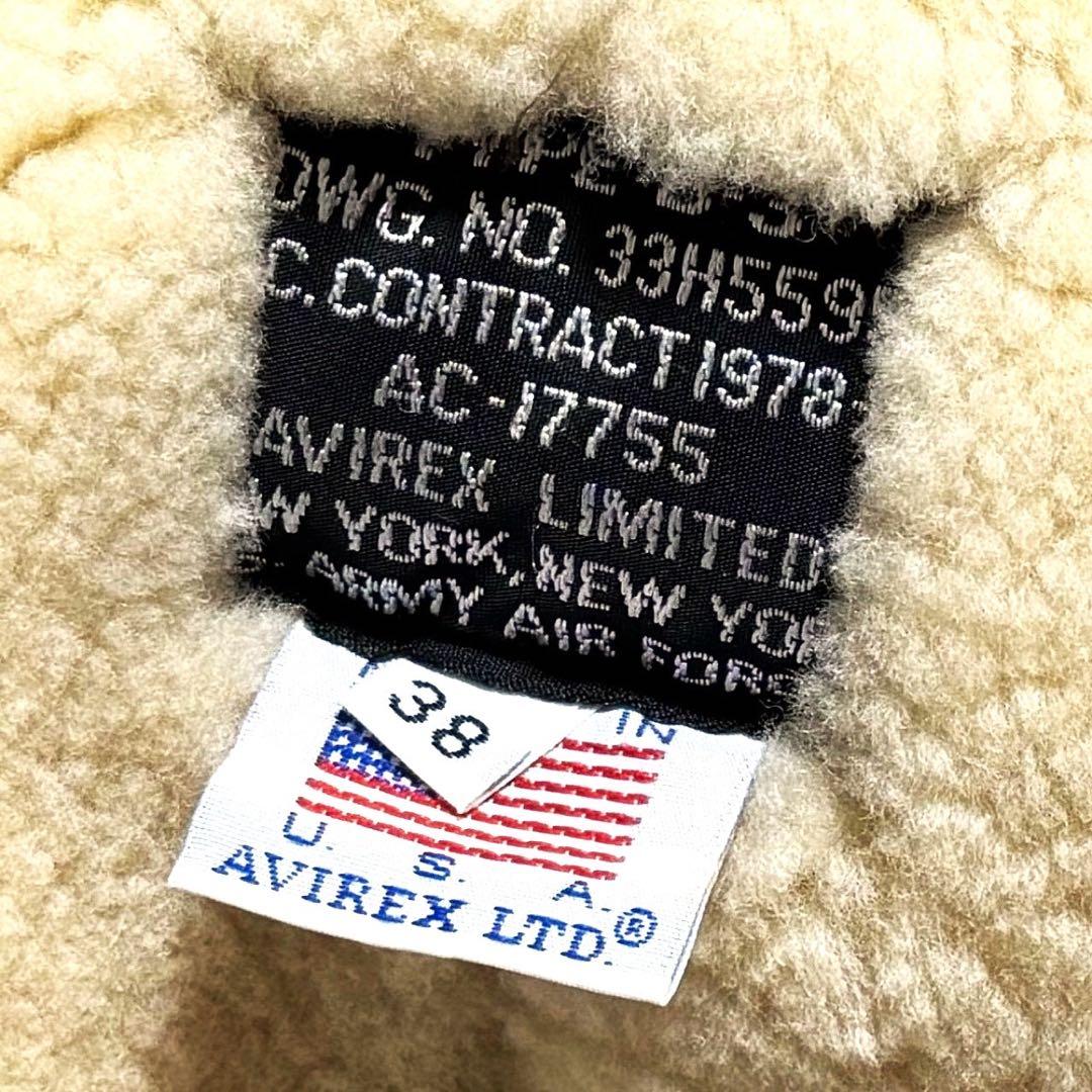 23.7万 米製 AVIREX B-3 ムートン フライトジャケット 38 羊革