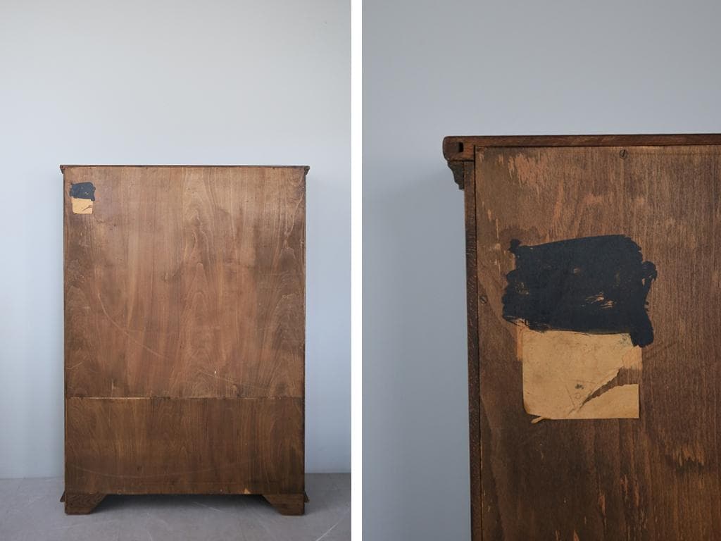 英国アンティーク木製ブックケースキャビネット/本棚/食器棚/飾り棚(91-27)