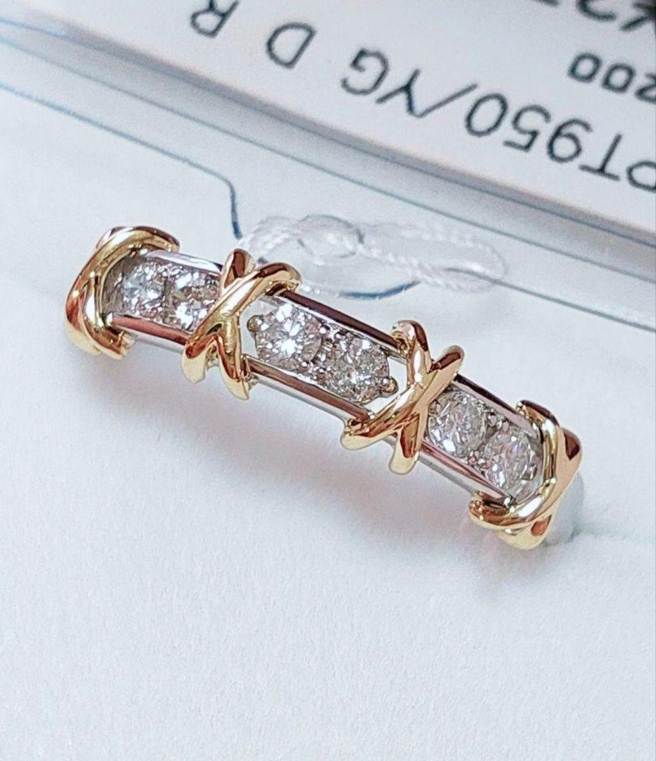 新作 未使用 k18 pt950 天然ダイヤモンド 0.20ct リング