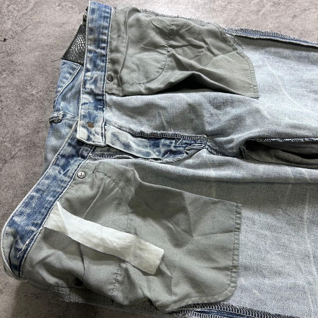 00s【FUGA】ダメージデニムパンツ/Y2K/鬼ヒゲ/opium/蜂の巣/お兄