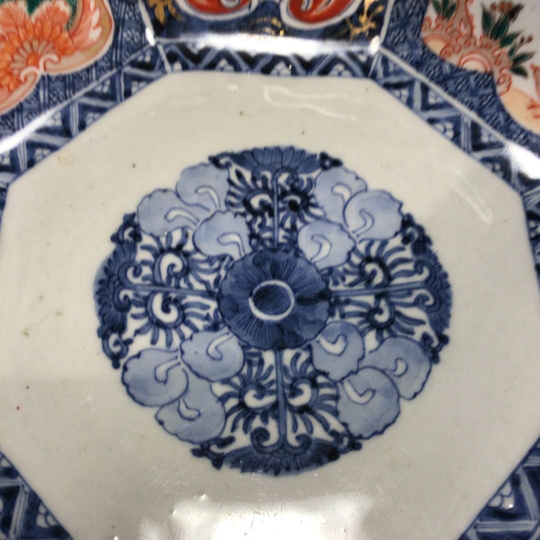 388 古伊万里 極上献上手 鳳凰 に花尽くし紋様 8角書き分け鉢 1