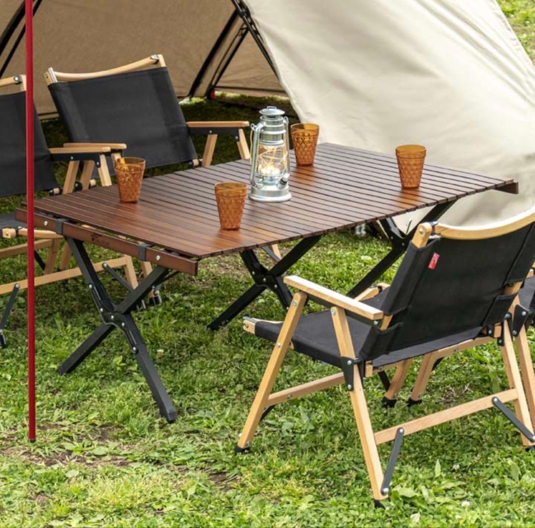 FIELDDOOR ウッドロールテーブル（ダークブラウン） 70×120cm