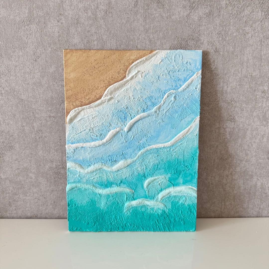 海の風景の絵画 波 テクスチャーアート キャンバス アクリル絵の具