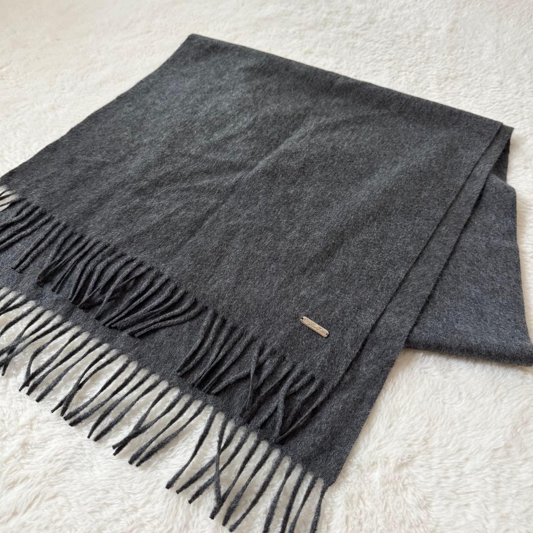 美品　極上の肌触り　ロロピアーナ 最高級カシミヤ100% 大判マフラー　グレー