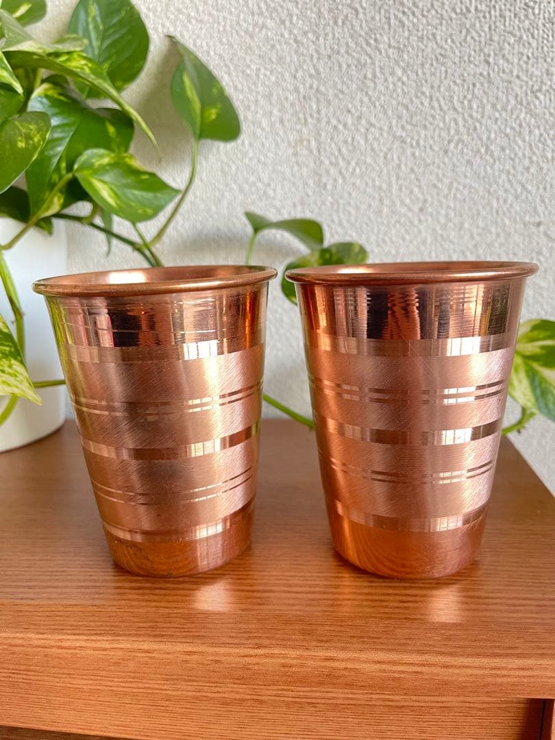 インド純銅カップ2個セットヨガ カップ100%copper アーユルヴェーダ