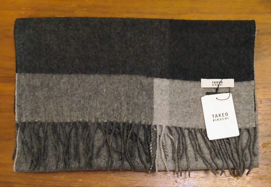 タケオキクチ　新品　メンズ　カシミアマフラー(パネル/グレー)