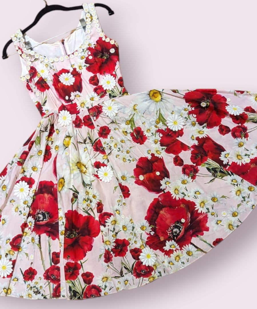 ドルチェ&ガッバーナ 花柄 ワンピース ピンク ドルガバ コットン 刺繍