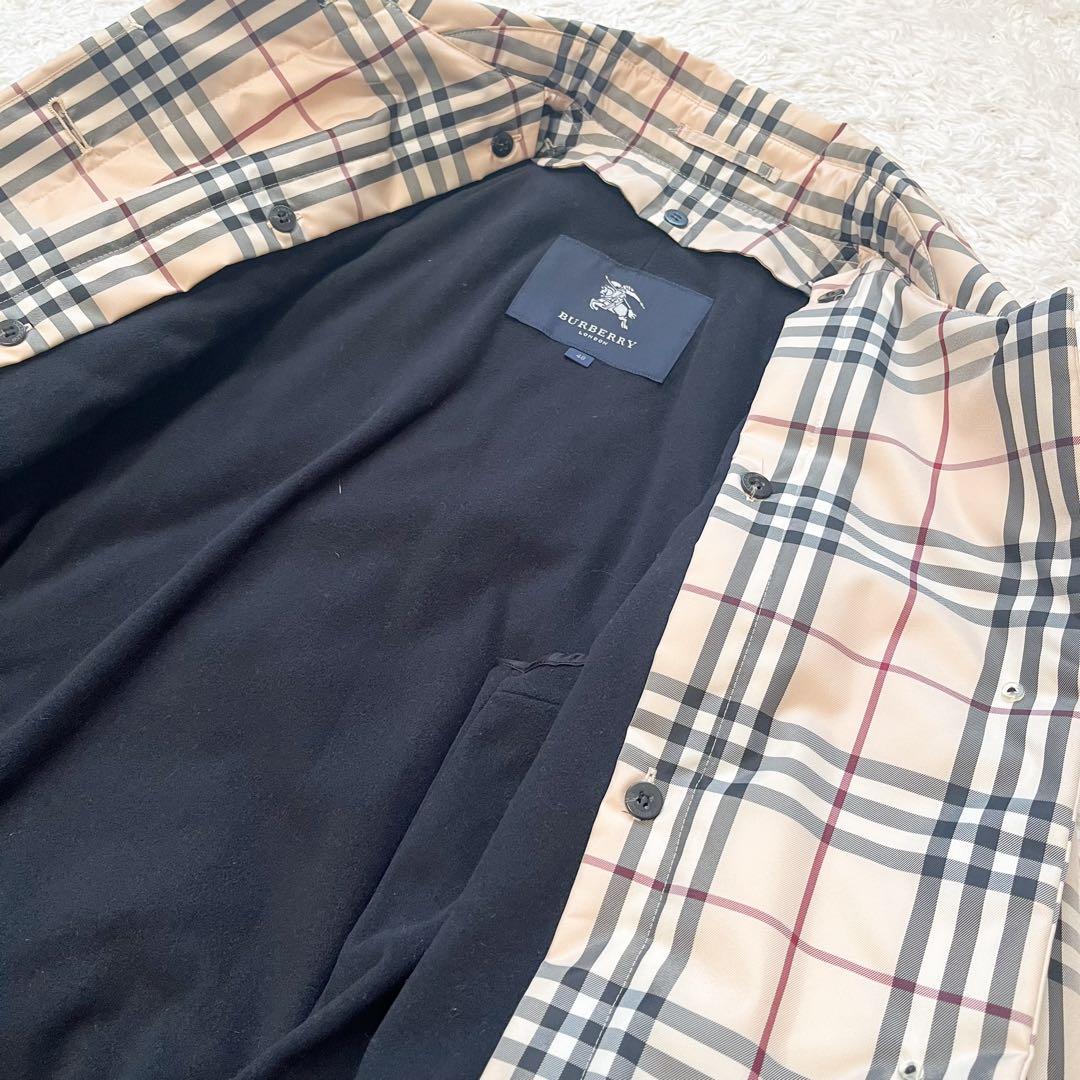バーバリーロンドン　ステンカラーコート　ノバチェック　ライナー付　40