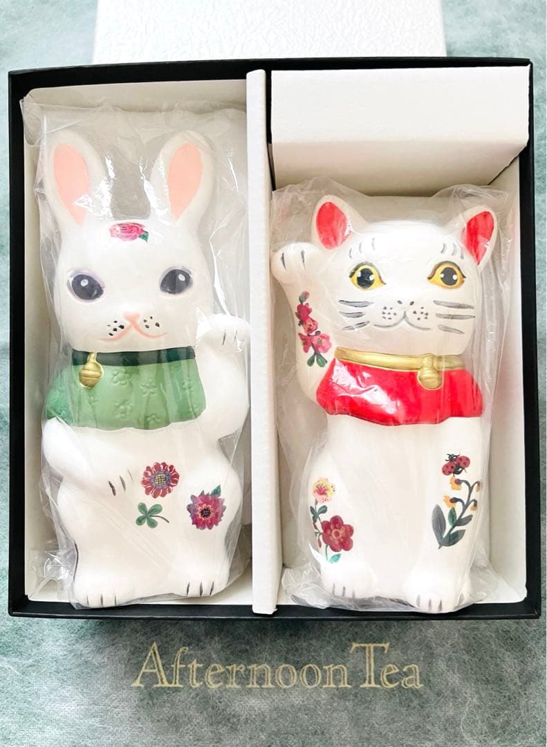 限定》アフタヌーンティー ナタリーレテ 招きうさぎ & 招きねこ お箱付