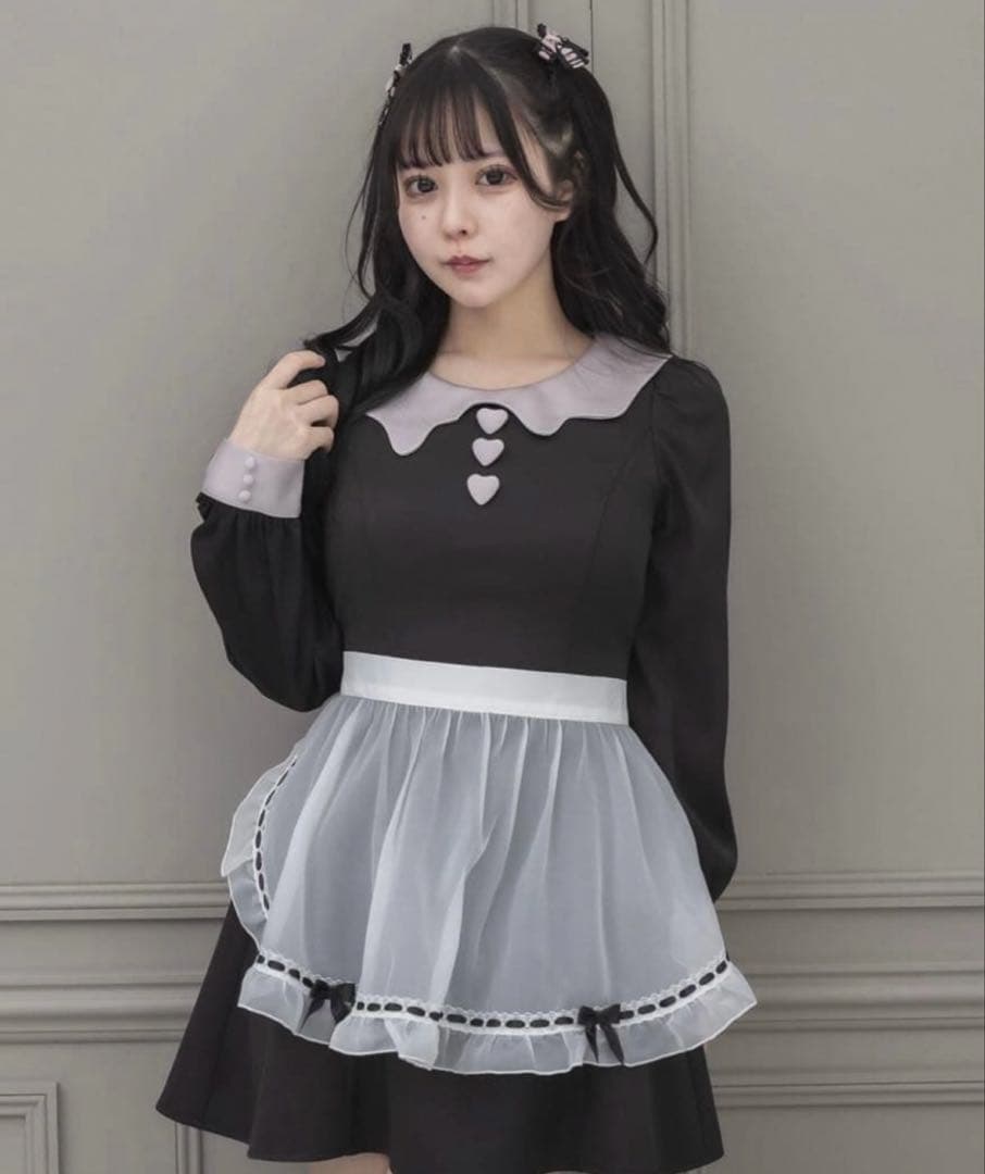 【即購入可】pium melty chocolate フリルエプロンワンピース