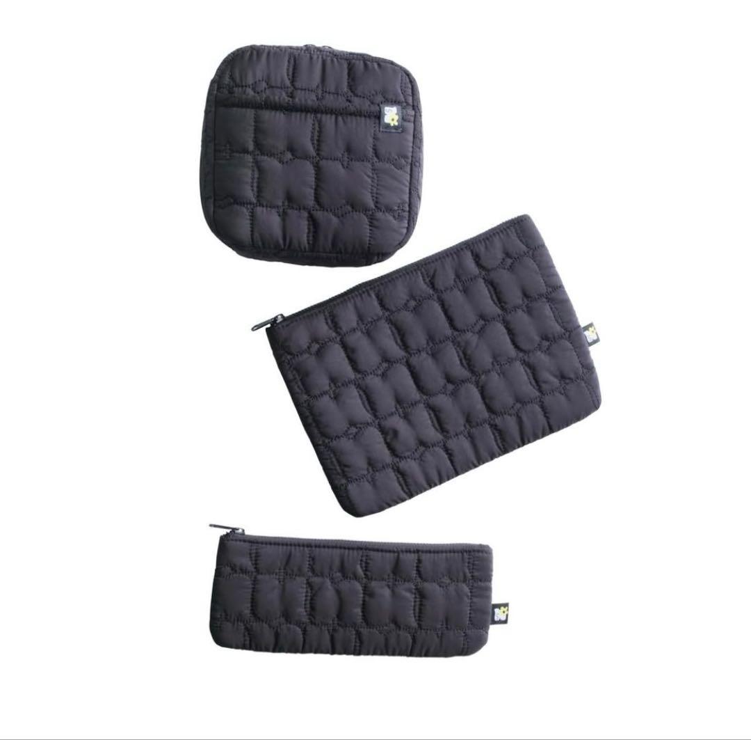【新品】NissyNaptime.キルティングポーチ3点セット ブラック