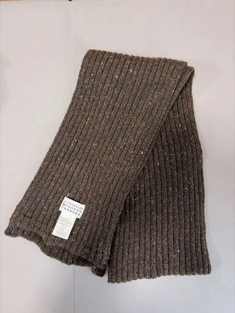 Maison Martin Margielaリブ編みブラウンマフラー