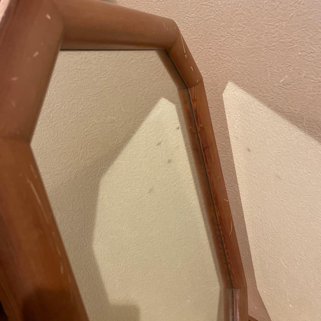 アンティーク　レトロ　壁掛け鏡　八角形ミラー ウォールミラー