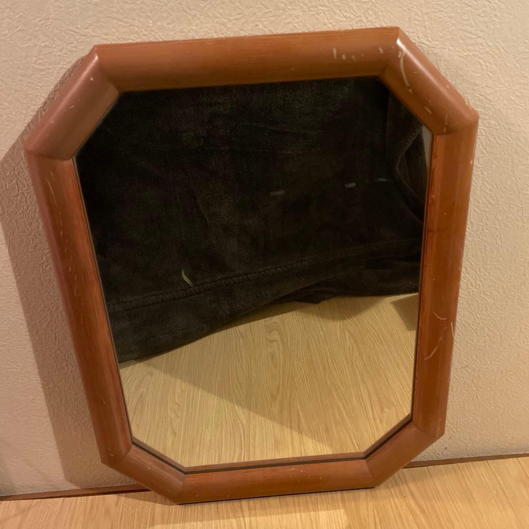 アンティーク　レトロ　壁掛け鏡　八角形ミラー ウォールミラー