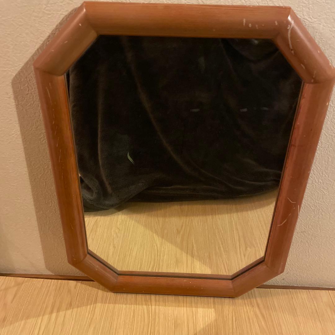 アンティーク　レトロ　壁掛け鏡　八角形ミラー ウォールミラー