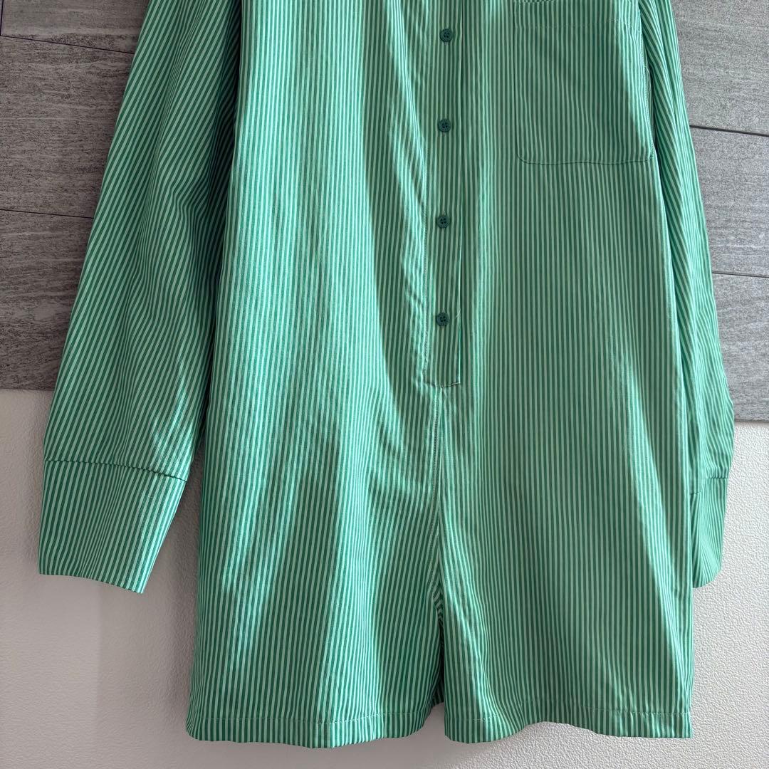 Ameri STRIPE SHIRT ROMPERS グリーン　M