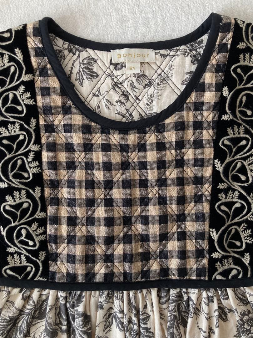 Bonjour Diary ボンジュールダイアリー　キルティングワンピース　8y