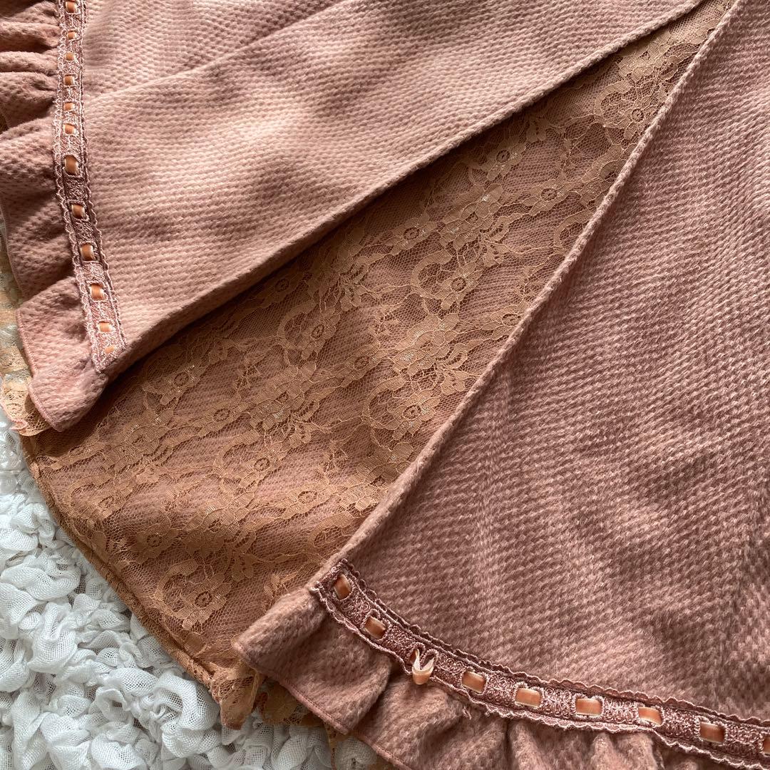 ♡美品♡axes femme ファー　ロングコート　レース　リボン　L ロリータ