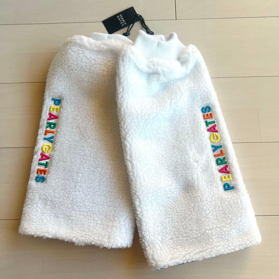 未使用品♡パーリーゲイツ♡レディースゴルフボアレッグウォーマー♡防寒ラウンド♡白 美品】PEARLY GATES パーリーゲイツ レッグウォーマー 白×ダーク