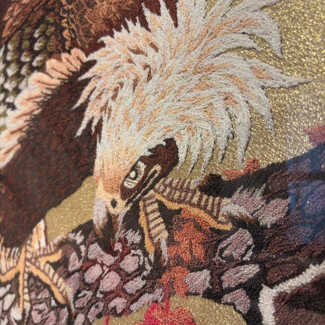 文化刺繍 昭和レトロ 額縁 大型 鷲 イーグル 刺繍画 刺繍アート 鷹 松