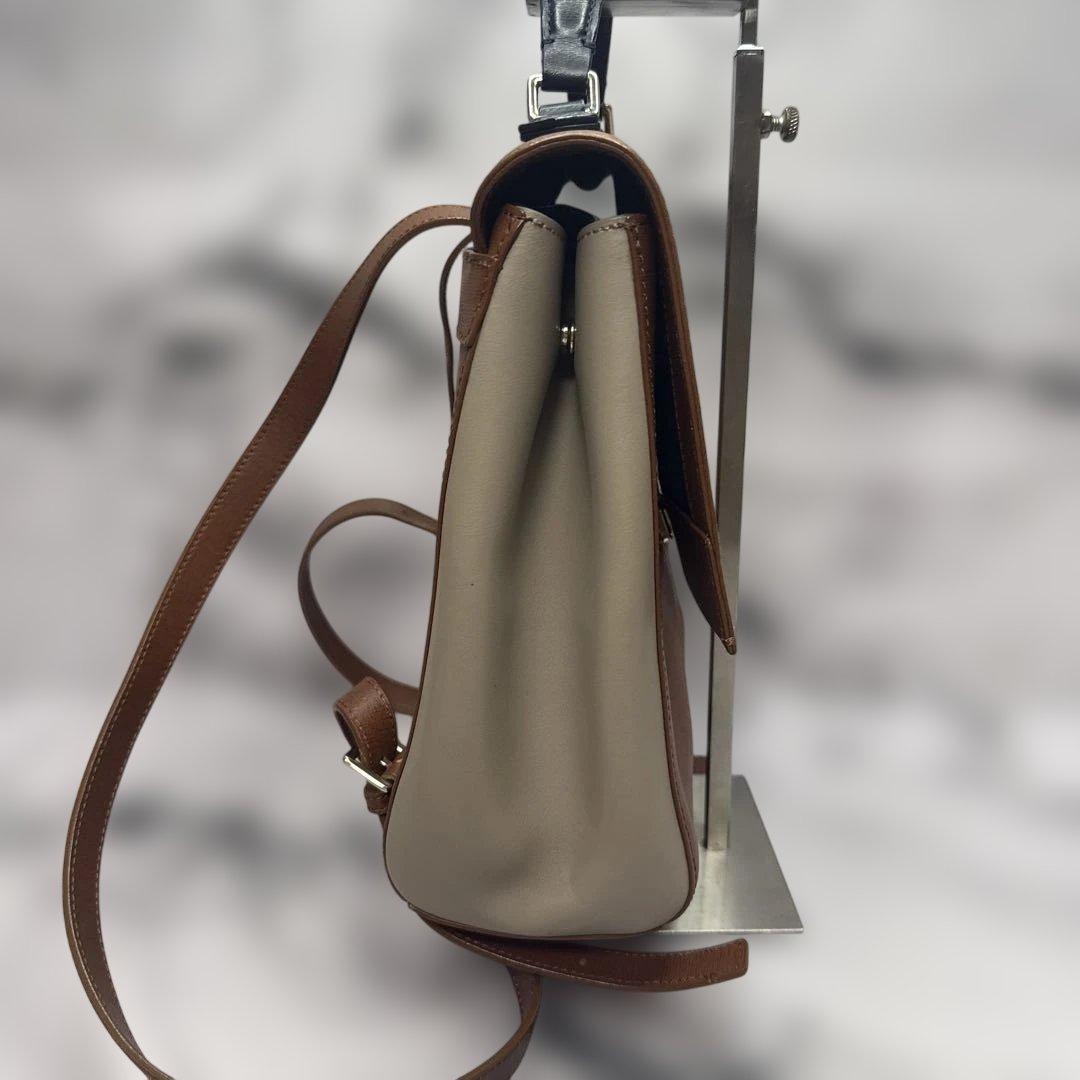 (美品)大人気、ポールスミス、リュック、オールレザー、シボ革、人気色、茶、グレー