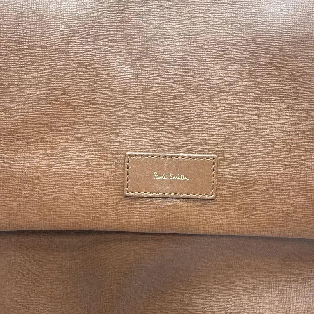 (美品)大人気、ポールスミス、リュック、オールレザー、シボ革、人気色、茶、グレー