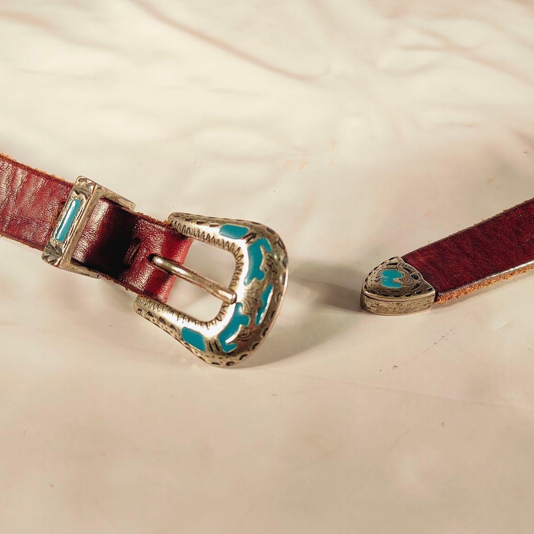 ヴィンテージ】PUNTO VITA 高級碧ターコイズコンチョベルト イタリア製