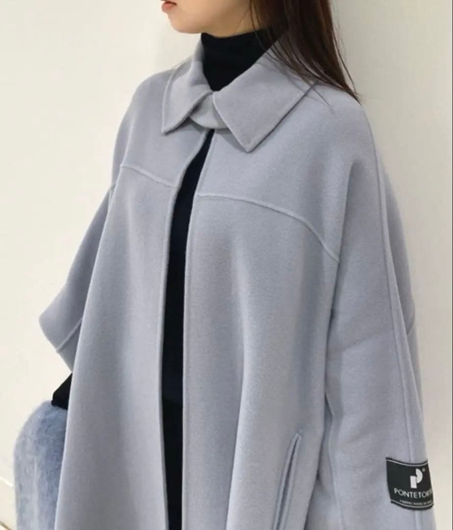 Mila owen 高級 ポンチョ PONTETORTO生地　ブルー