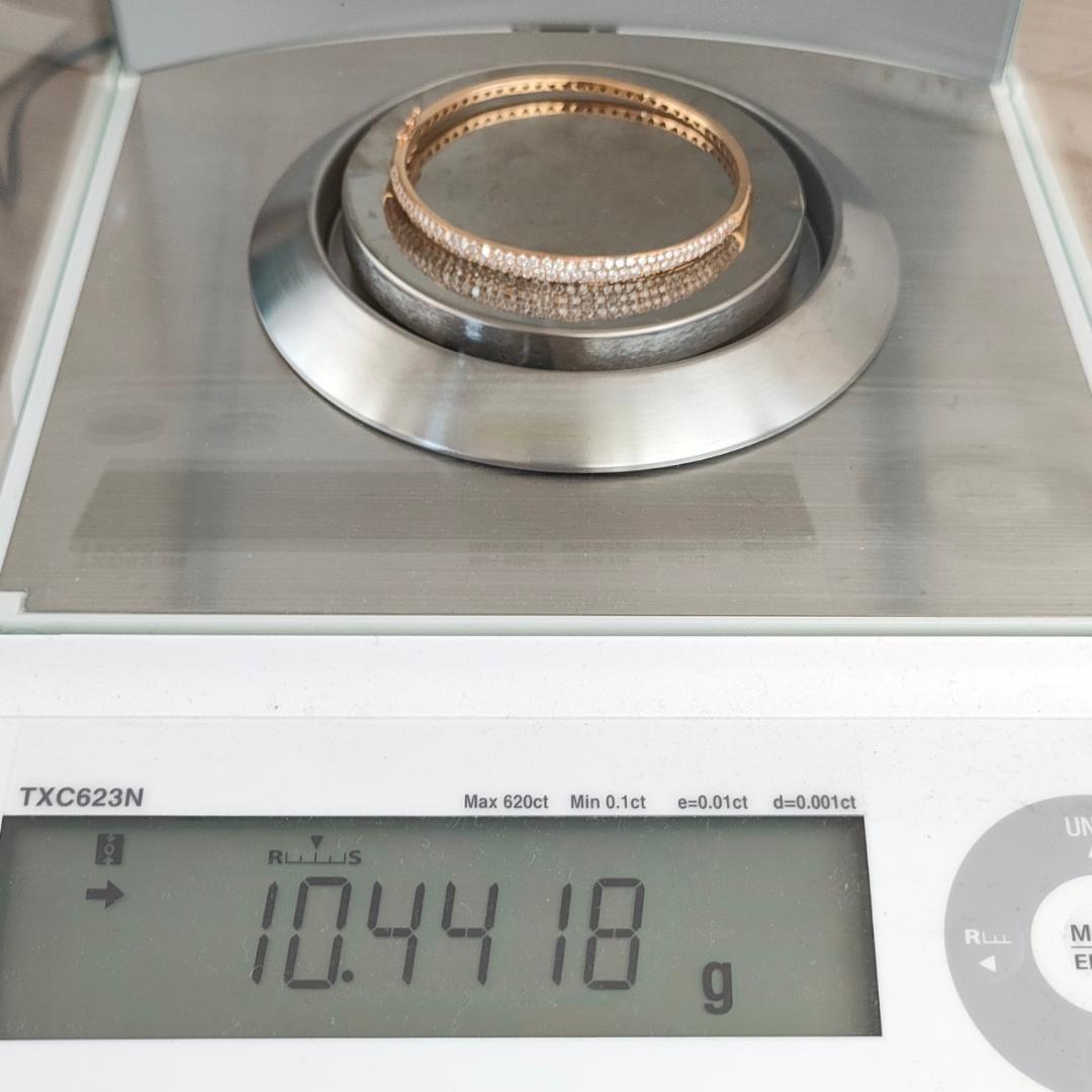 K18 レディース ダイヤ ハーフエタニティ バングル 10.44ｇ A637