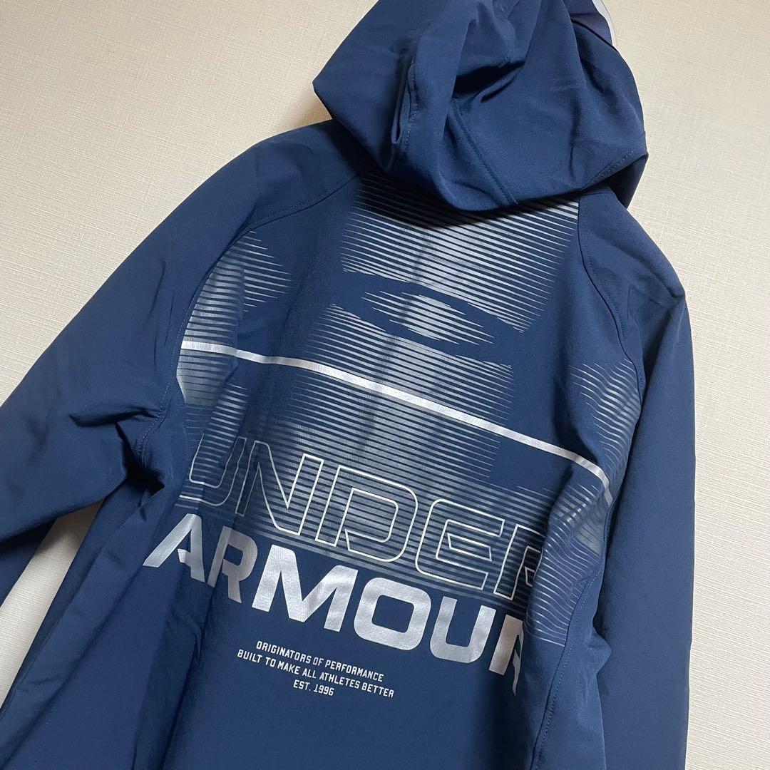 新品　アンダーアーマー ビッグロゴ&マーク入りパーカーブルゾン「LGサイズ」