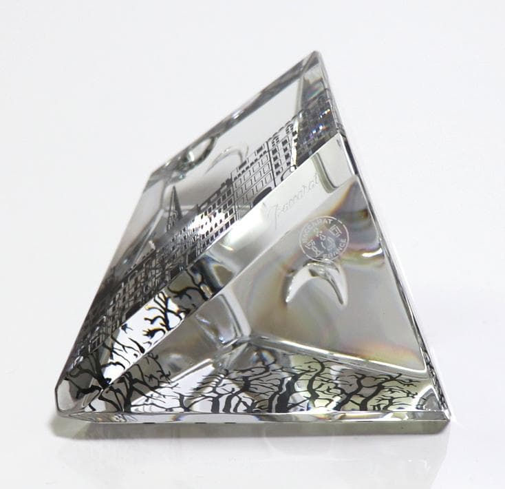 バカラ 珍品 大型 9面体 ペーパーウェイト パリの街並み 月と太陽 置物 風景