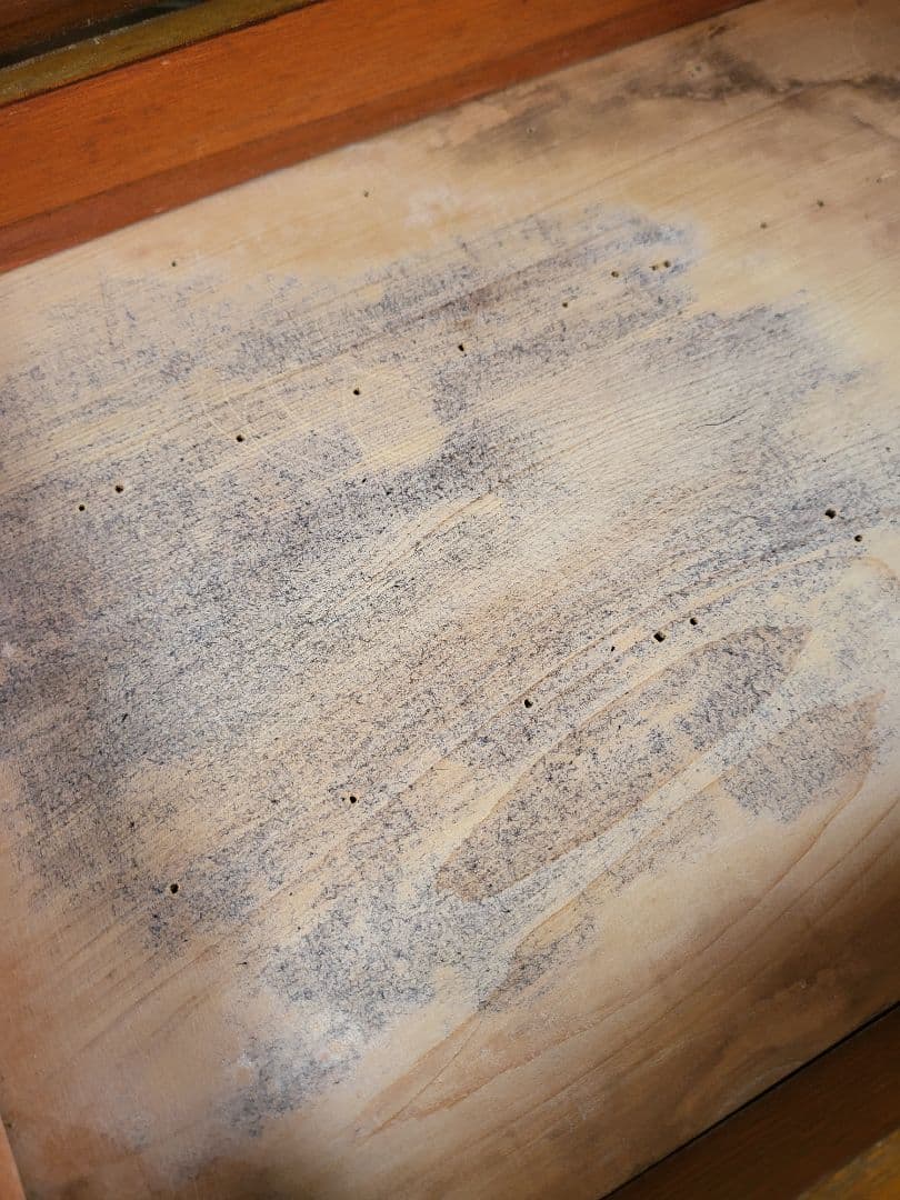 ガラスケース　ショーケース　木製　ゆらゆらガラス　レトロ　アンティーク