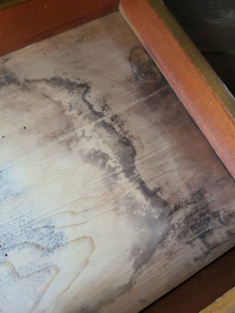 ガラスケース　ショーケース　木製　ゆらゆらガラス　レトロ　アンティーク