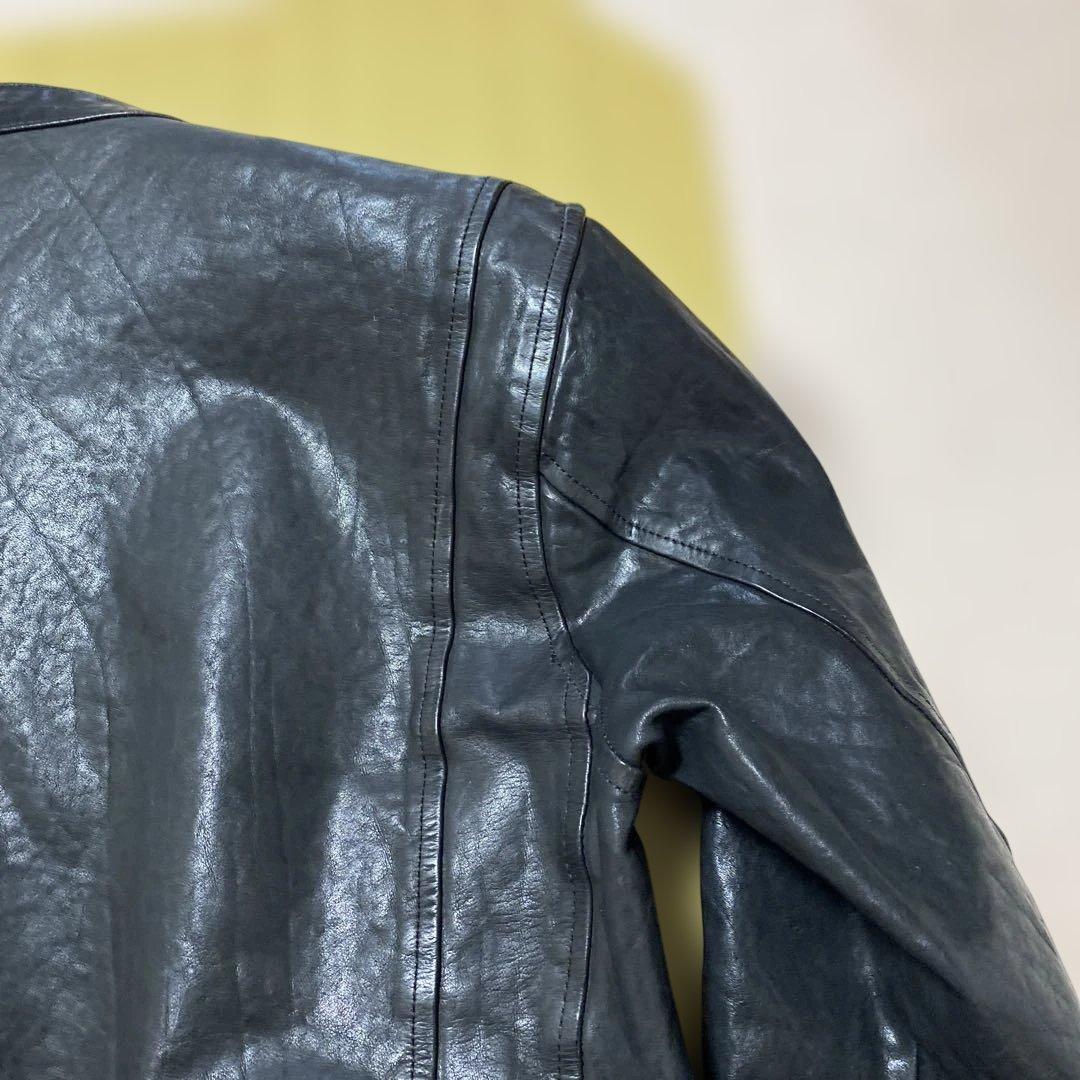 バックラッシュ ジャパンショルダーレザー製品染めシングルライダース