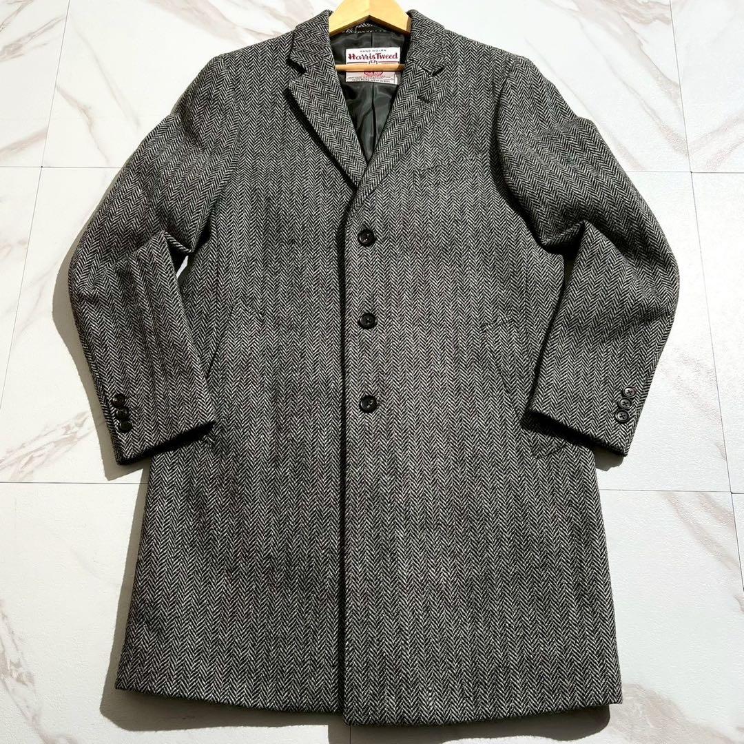 【極美品/LLサイズ】Harris Tweed ハリスツイード チェスターコート