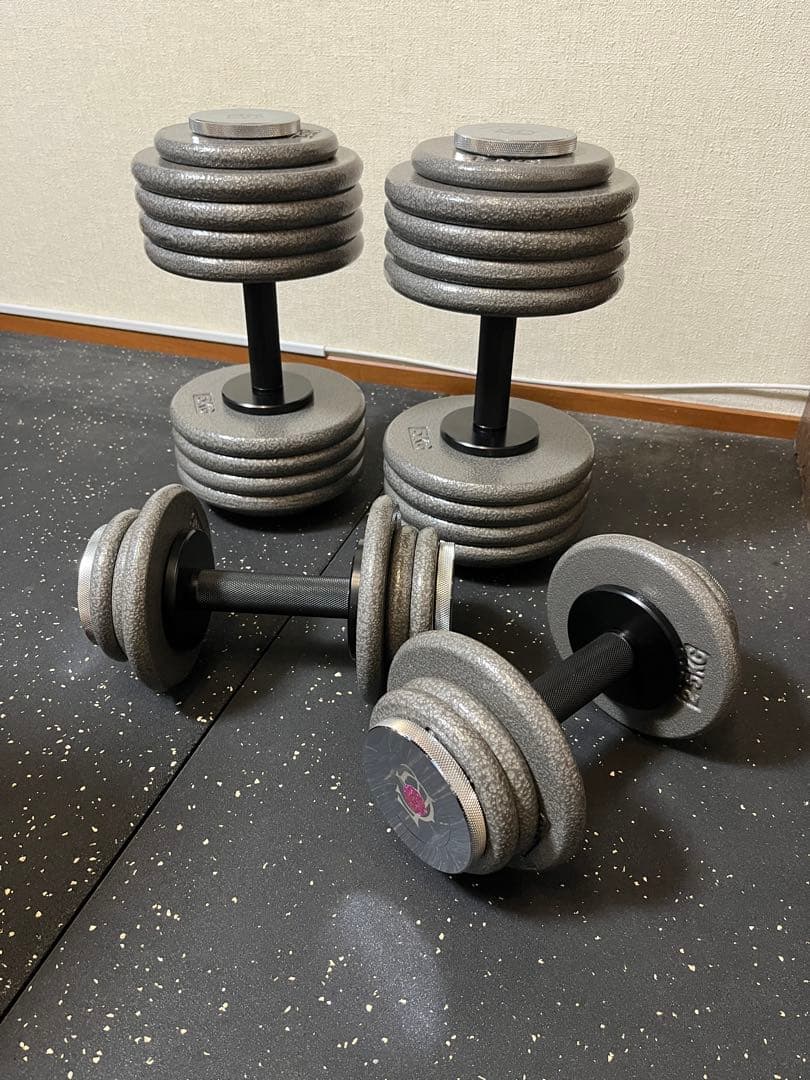 値下しましたGFCダンベルグリップ（ミドル・ショート）モリヤプレート125kg③