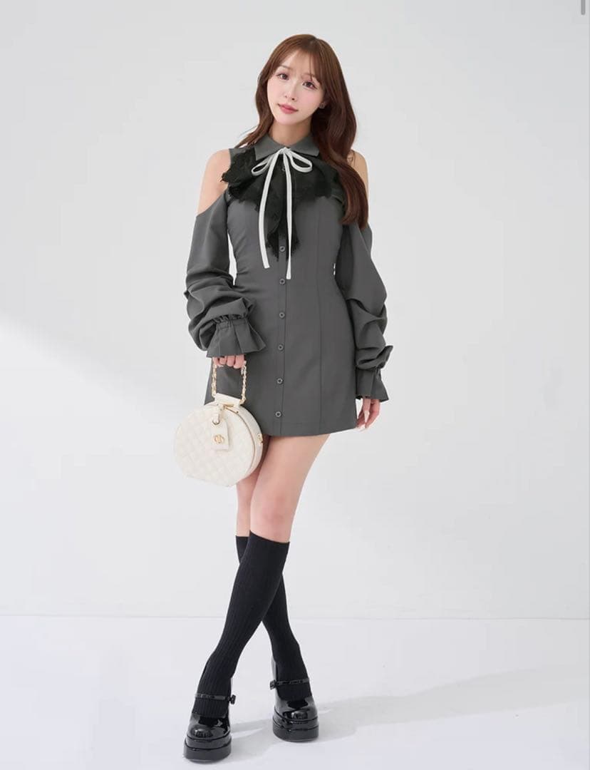 Darich ショルダースカラップフリルシャツミニワンピース - メルカリ