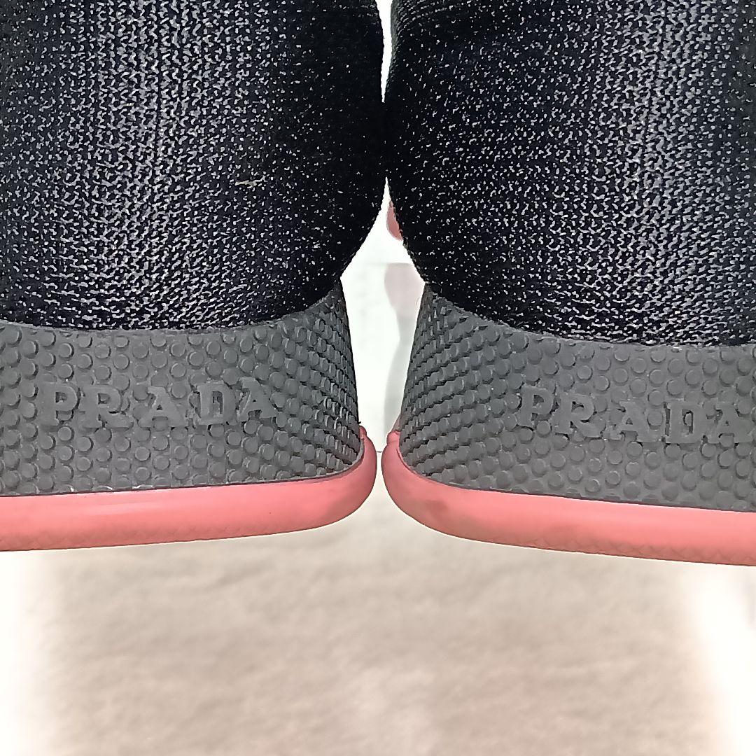 PRADA プラダメッシュスリッポンスニーカー黒ピンク25〜25.5