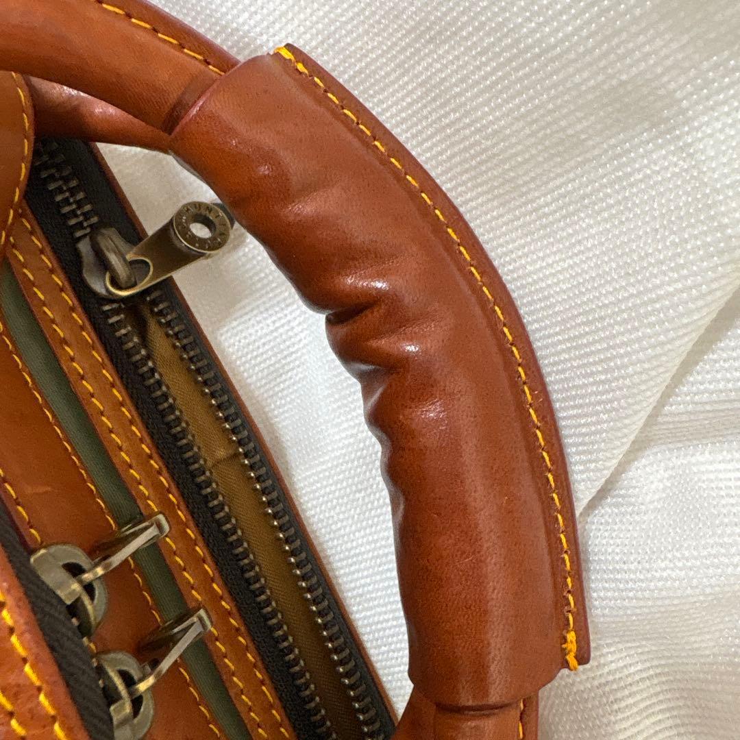 ハンティングワールド ボストンバッグ グリーン ナイロン×レザー 正規品