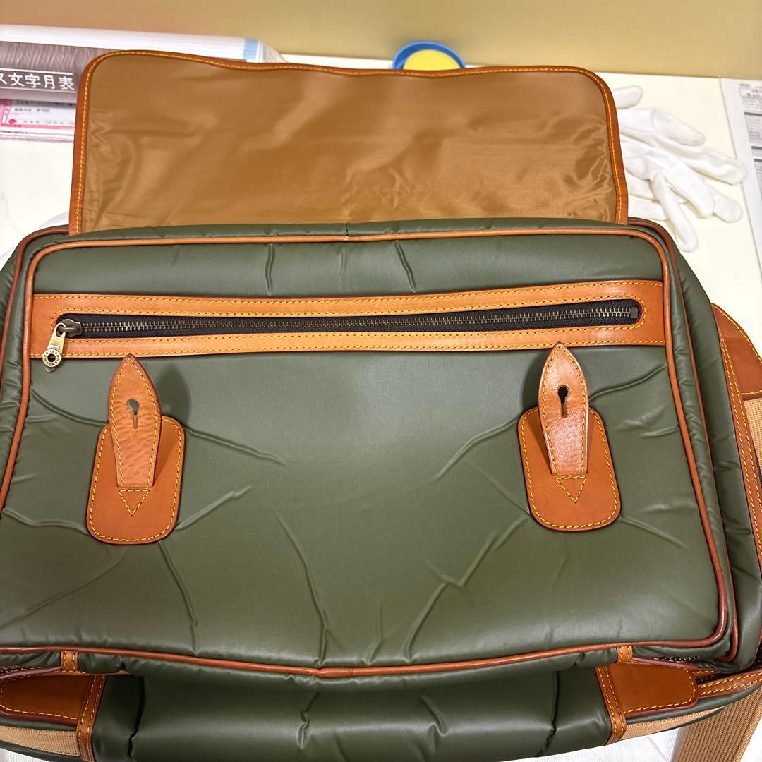 ハンティングワールド ボストンバッグ グリーン ナイロン×レザー 正規品