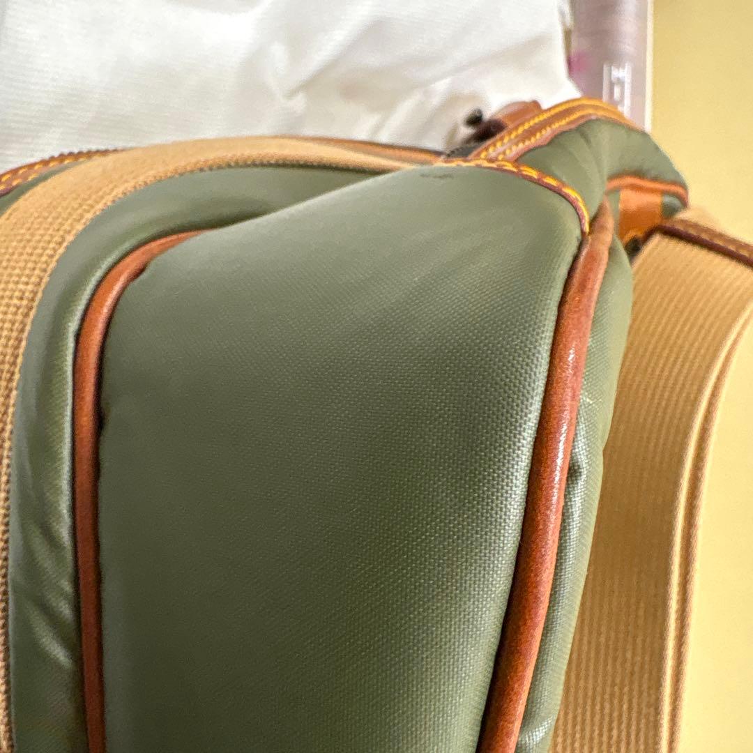 ハンティングワールド ボストンバッグ グリーン ナイロン×レザー 正規品