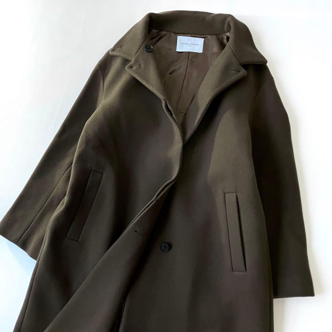 美品 ユナイテッドアローズ 定価5.7万 スタンドカラーコート ウール100%